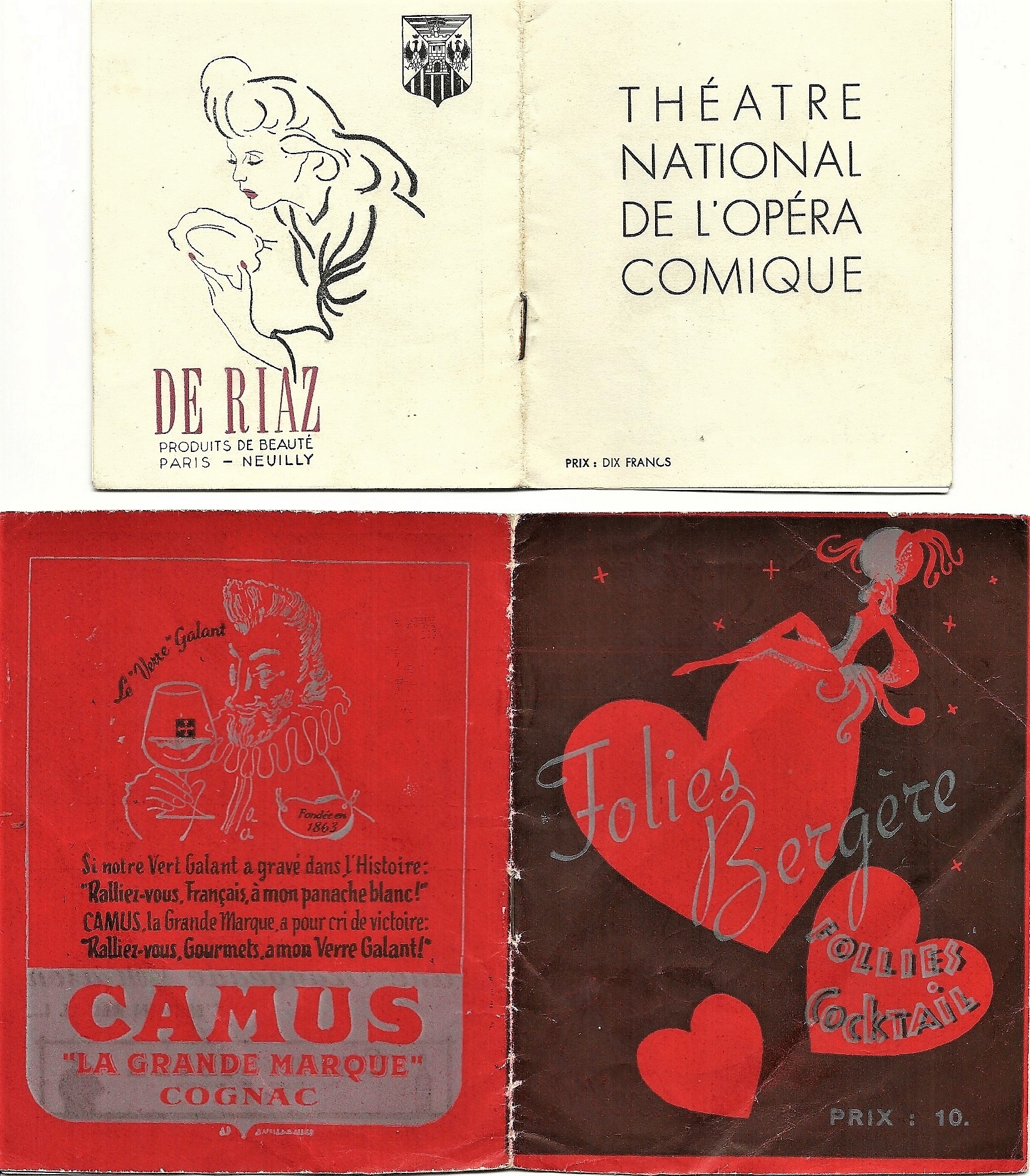 October 1945. Moulin Rouge and the Théâtre National de l'Opéra Comique booklets. Courtesy/© of The Felix R. Johnson Collection.